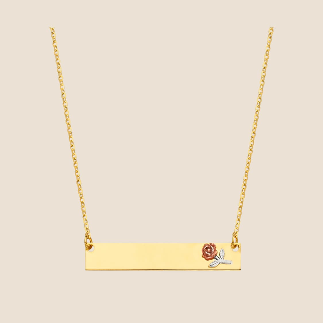 Gold Bar Necklace with Rose Accent Yellow - Kinoro