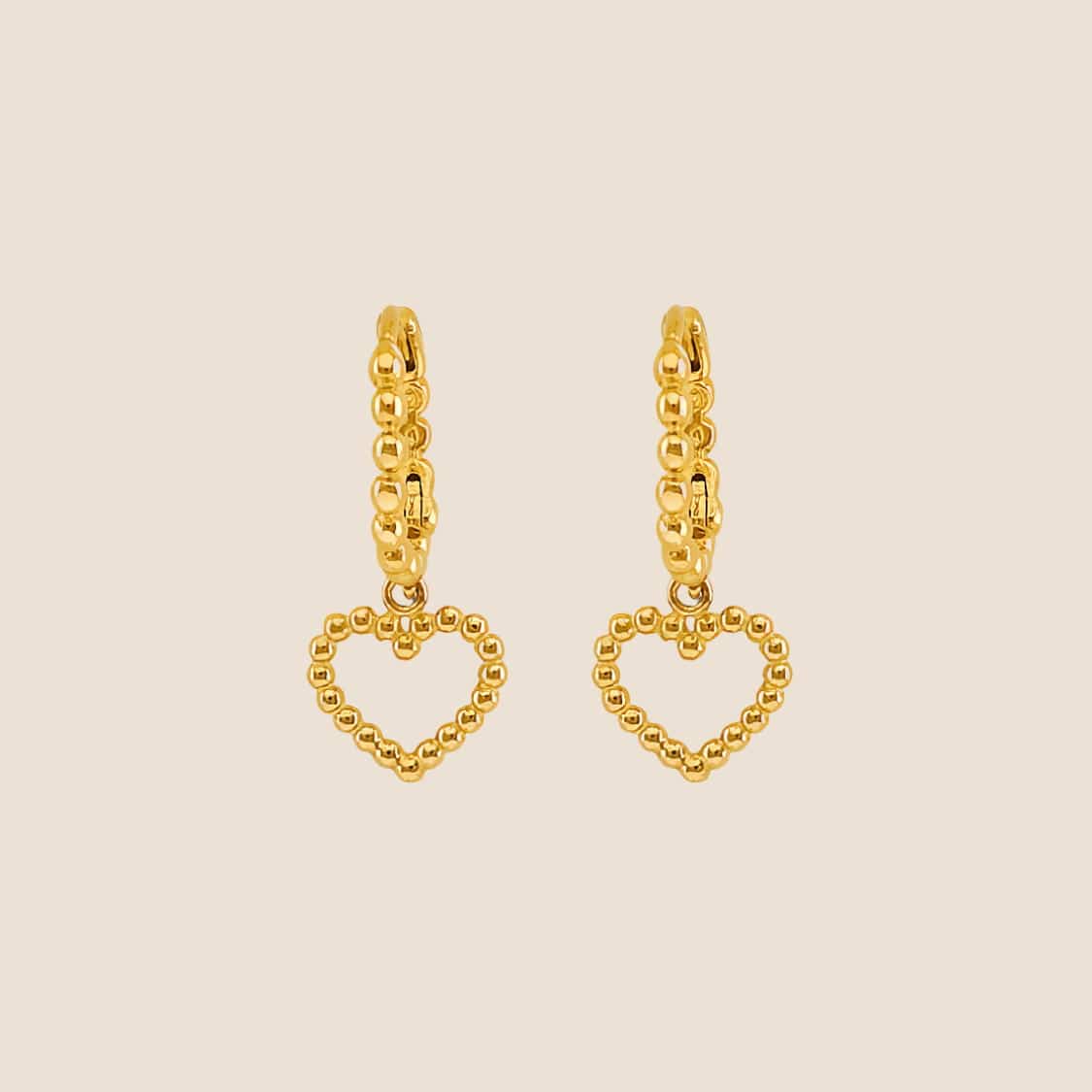 Beaded Heart Huggies Earrings - Kinoro