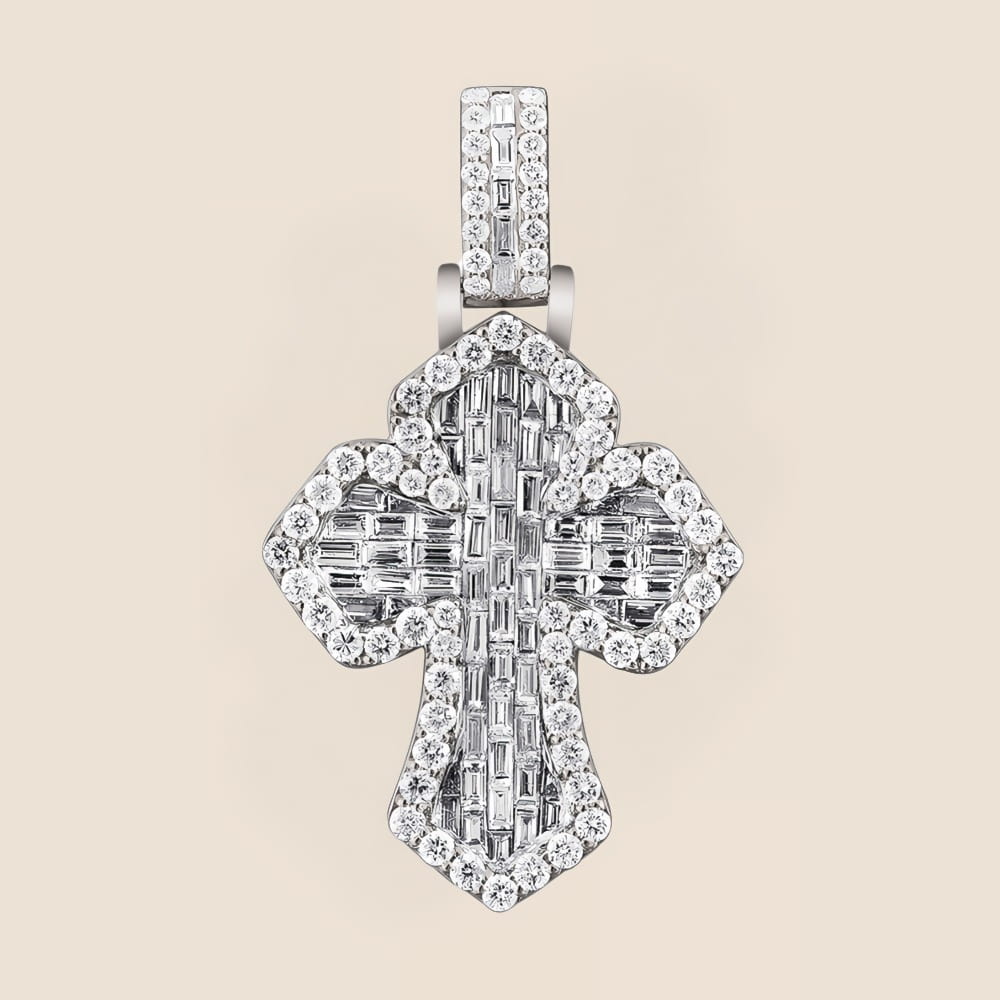 Trinity Diamond Cross Pendant White - Kinoro