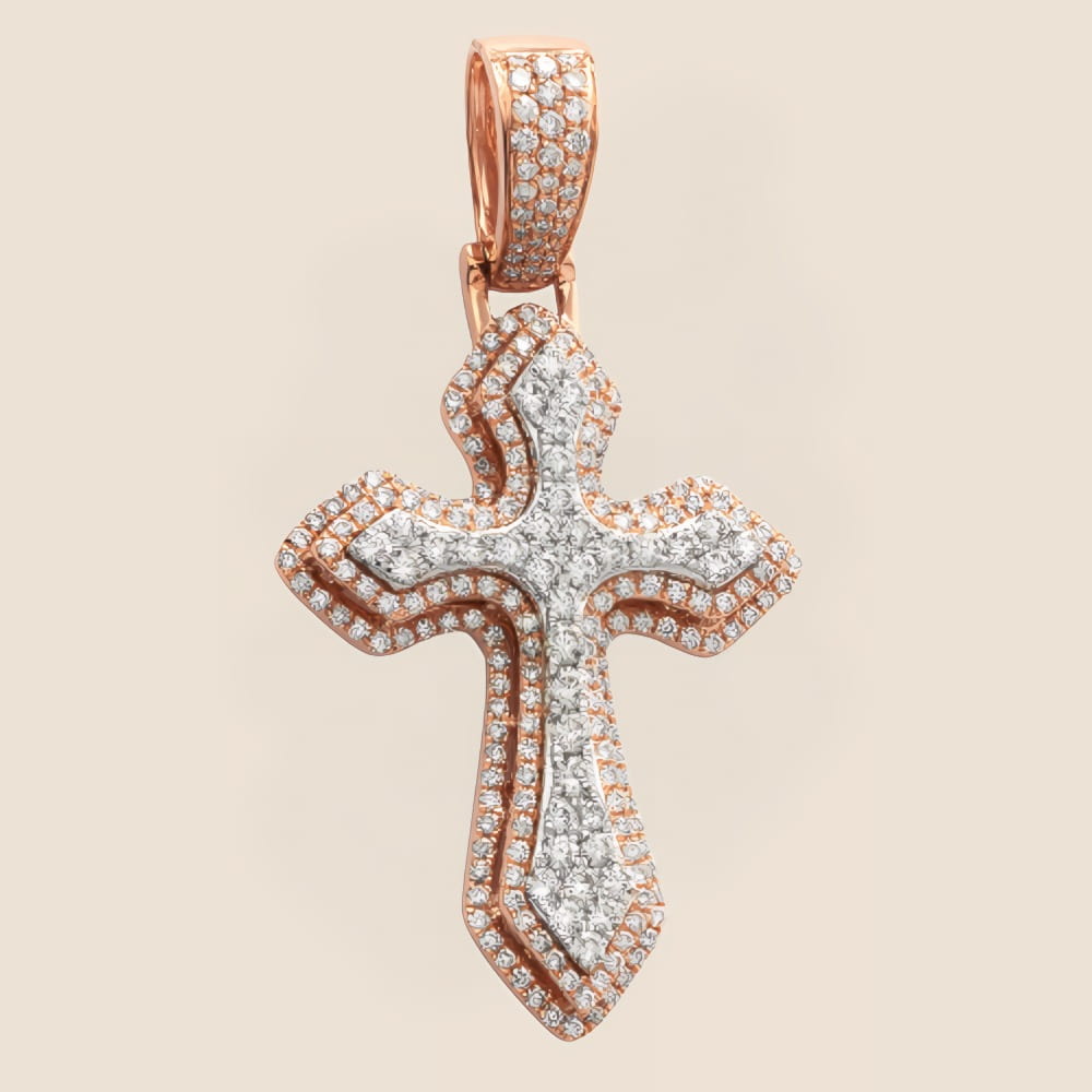Ornate Diamond Cross Pendant Rose - Kinoro
