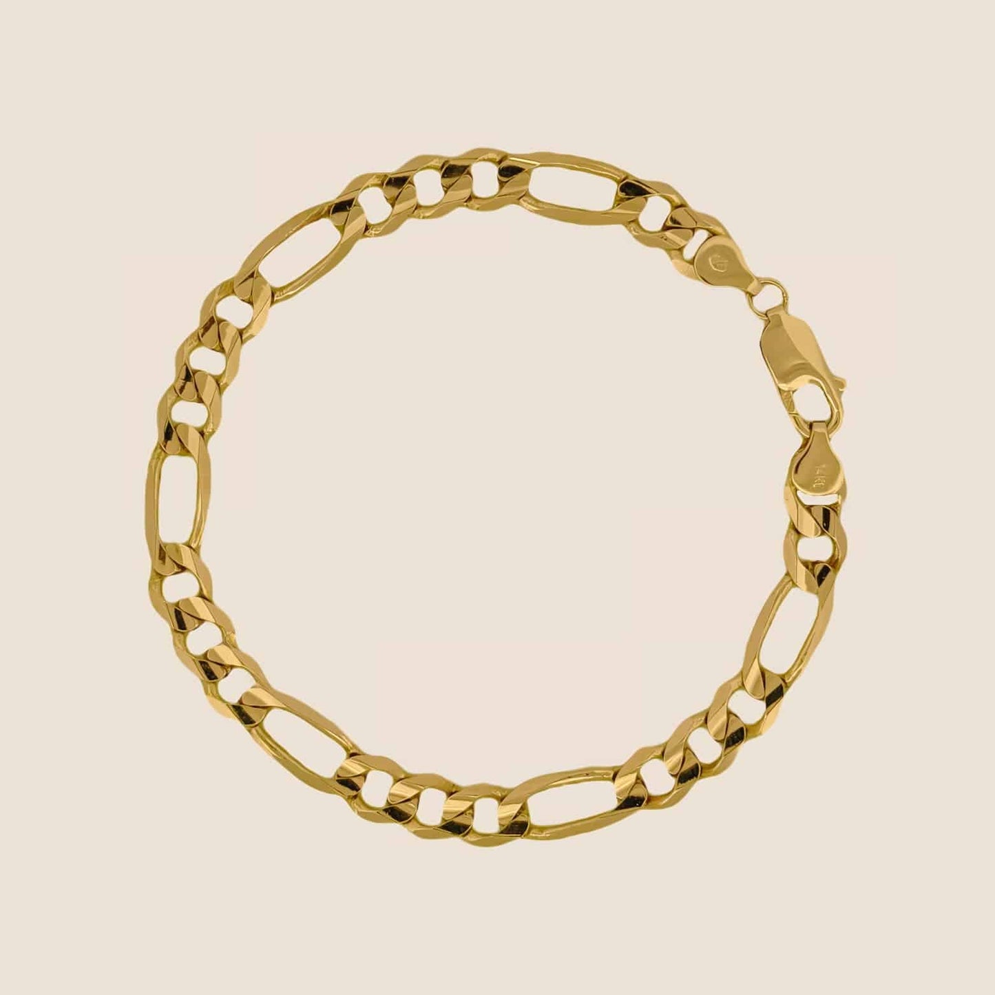 7.5MM Figaro Bracelet Yellow / 7.5 - Kinoro