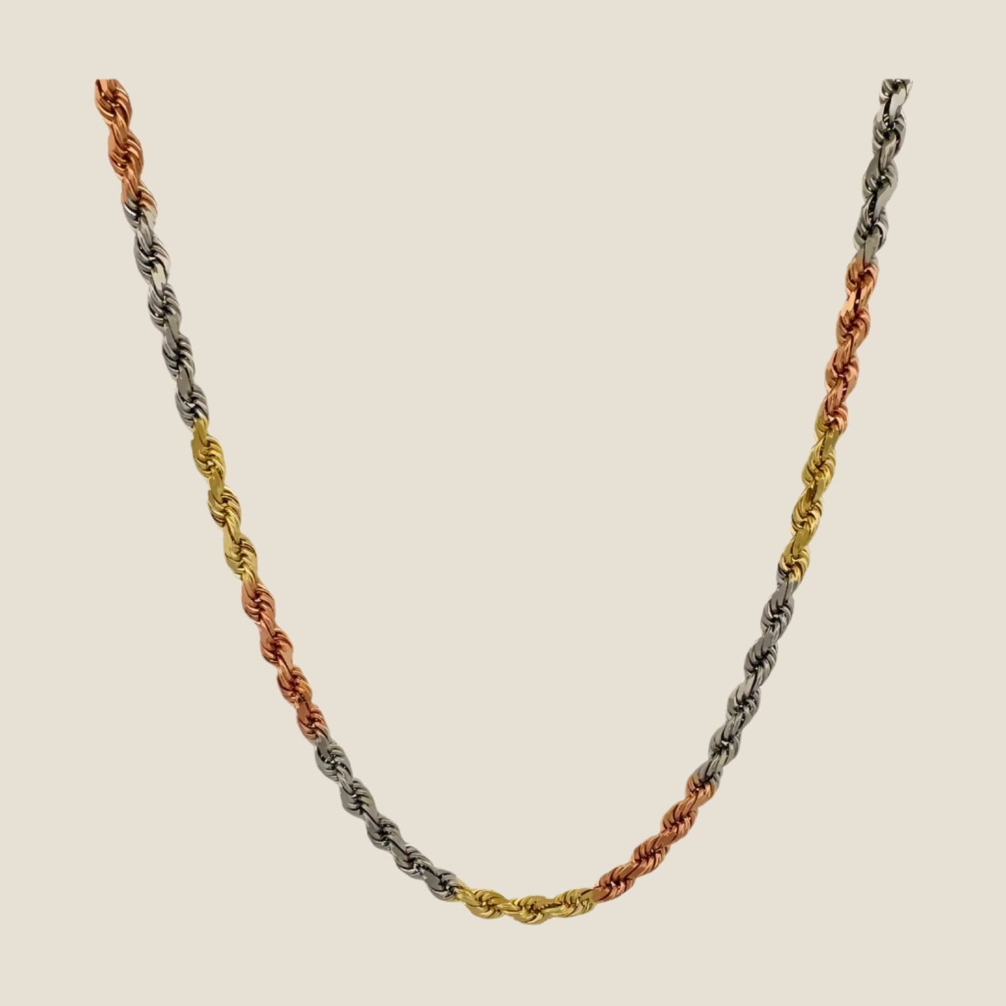 4MM Tri-Color Rope Chain 22 - Kinoro