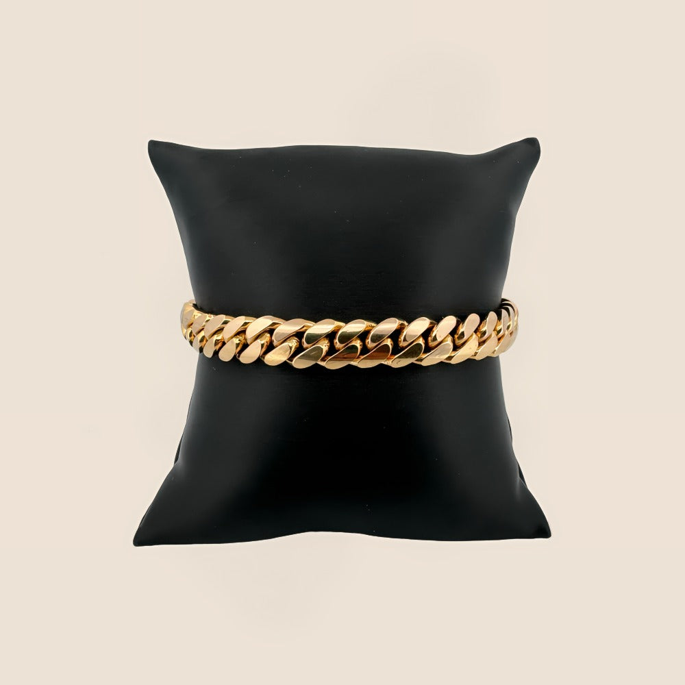 9mm Miami Cuban Link Bracelet Yellow 7.5