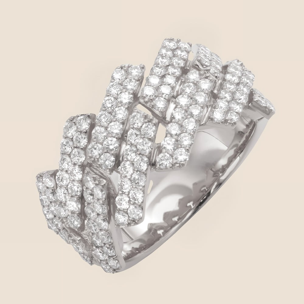 Square Diamond Cuban Ring White / 7 - Kinoro