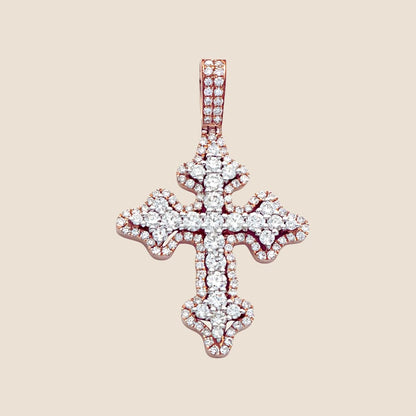 Ornate Fleur Diamond Cross Pendant - Kinoro