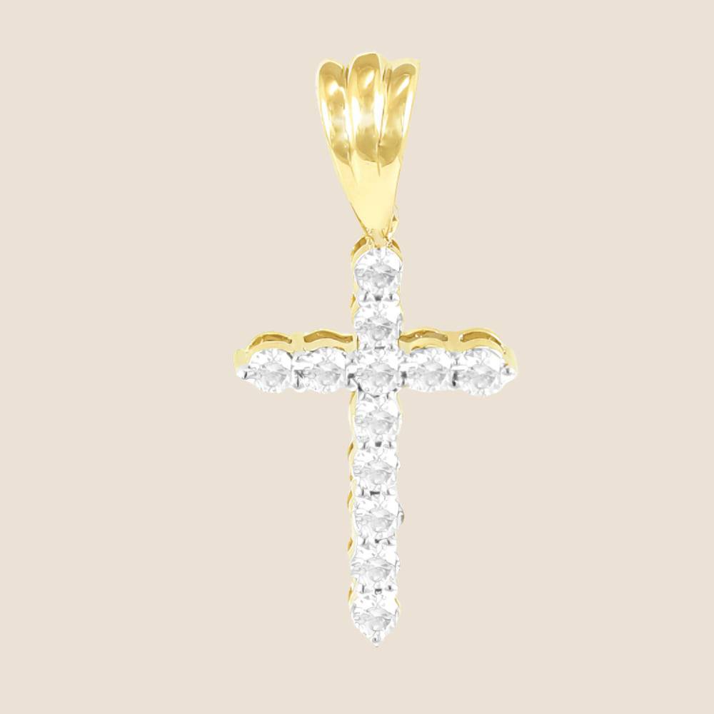 Small 12-Stone Diamond Cross Pendant - Kinoro