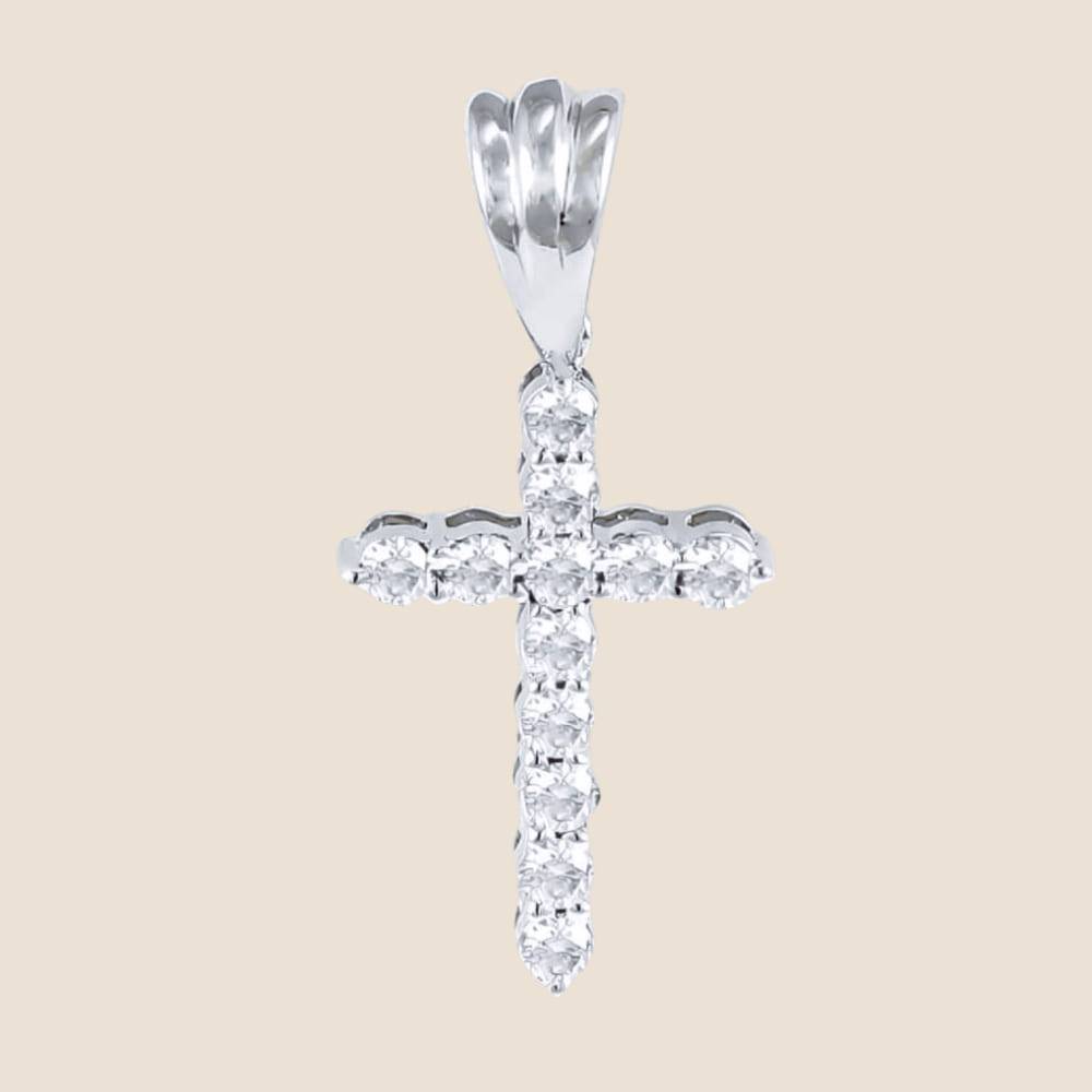 Small 12-Stone Diamond Cross Pendant - Kinoro