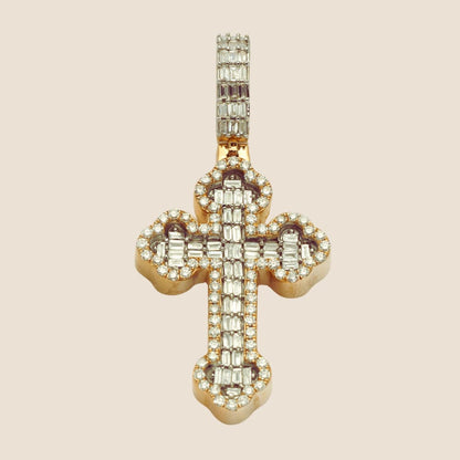 Baguette Fleur De Lis Diamond Cross Pendant - Kinoro