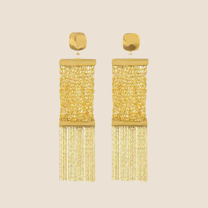 Curtain Dangle EarringsYellow Gold 