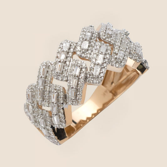 Baguette Diamond Cuban Ring