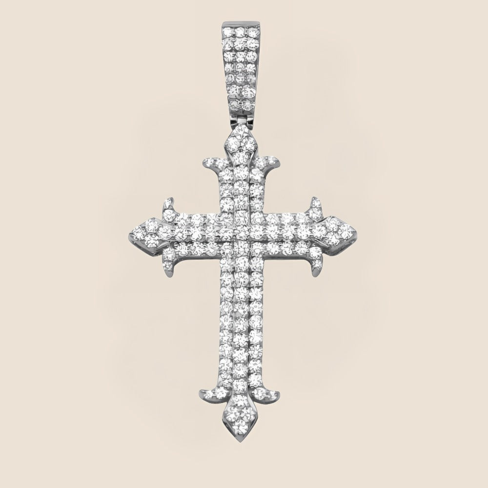 Fleur De Lis Diamond Cross Pendant