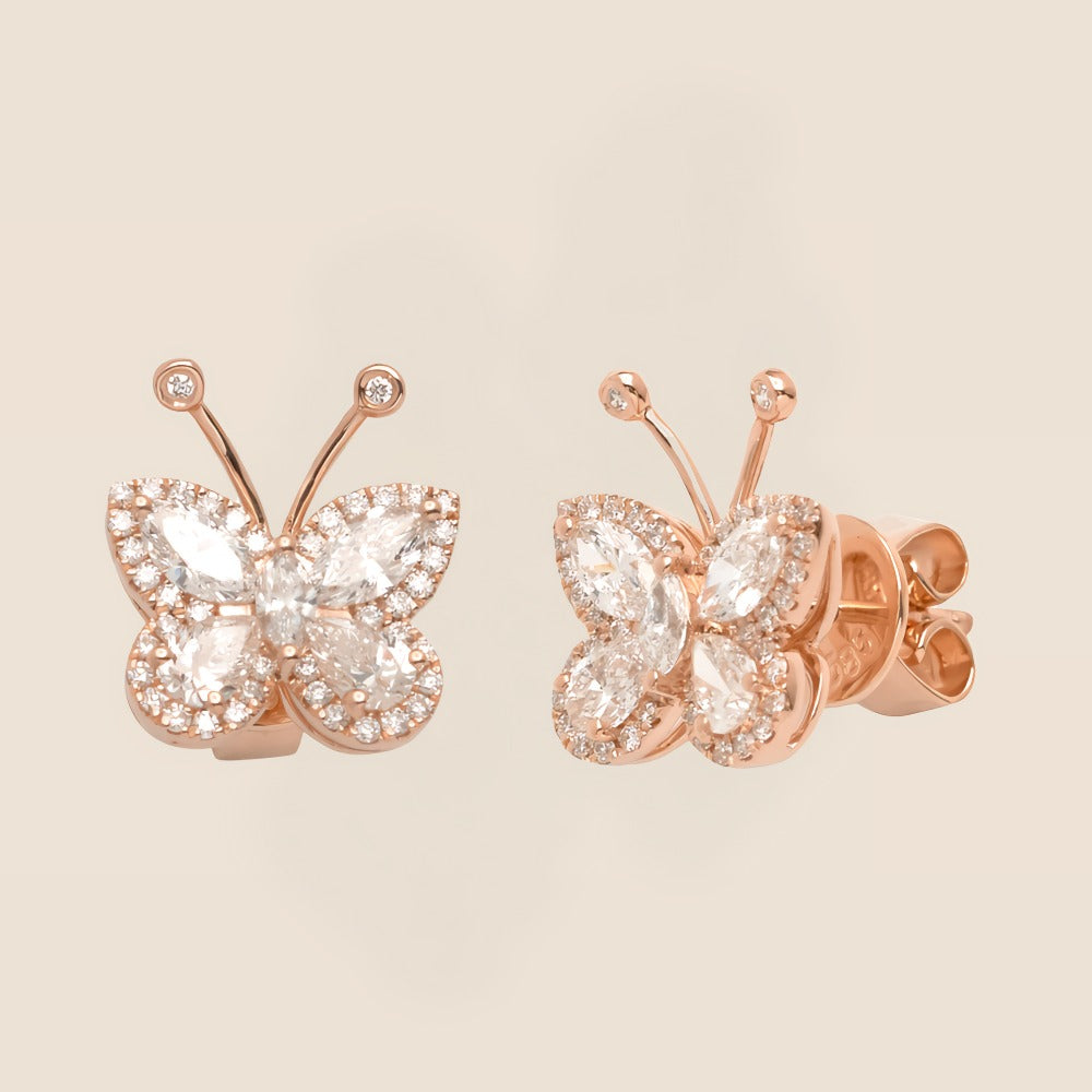 Butterfly Diamond Stud Earrings