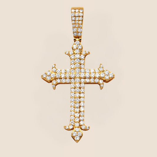 Fleur De Lis Diamond Cross Pendant