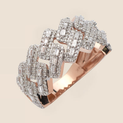 Baguette Diamond Cuban Ring