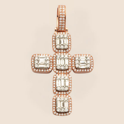 Baguette Cluster Diamond Cross Pendant