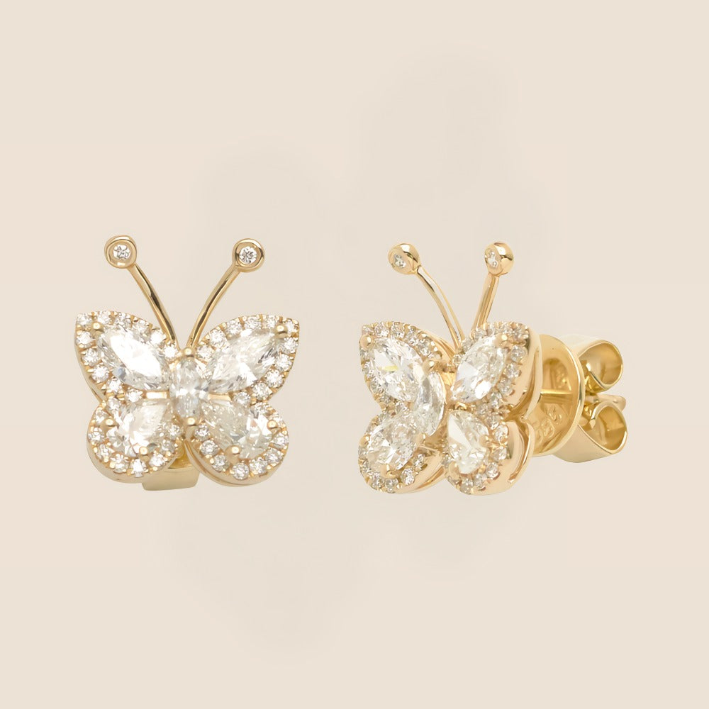 Butterfly Diamond Stud Earrings