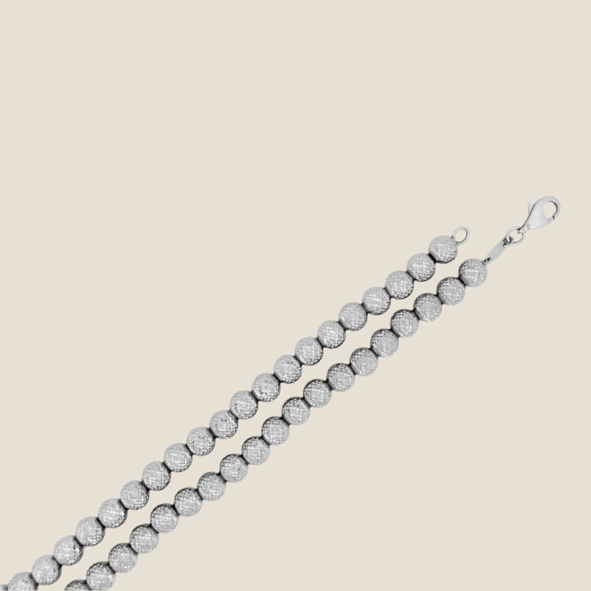 14k white gold 4MM Laser Moon Cut Chain with lobster clasp, made in Italy.