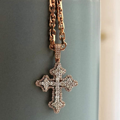 Ornate Fleur Diamond Cross Pendant